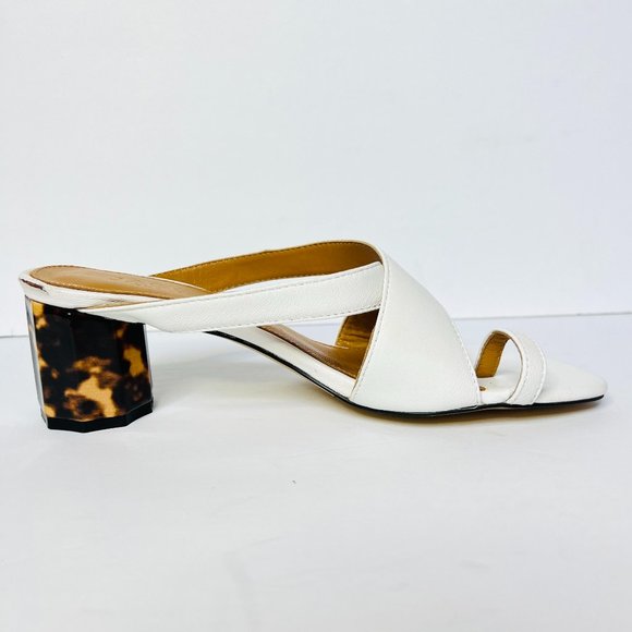 Jaggar Shoes - REVOLVE Jaggar White Ivory Leather Tortoise Shell Heel Sandals - Size 38 / US